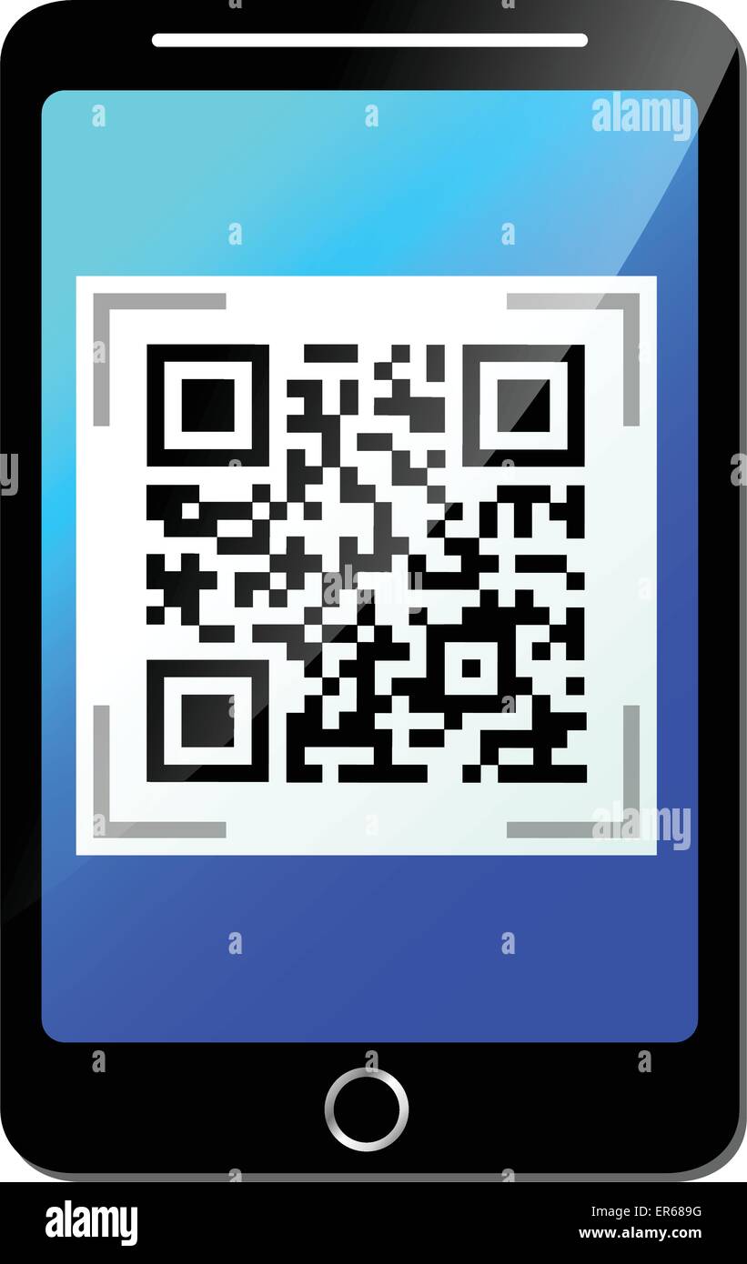 Vektor-Illustration des Mobiltelefons mit qr-code Stock Vektor