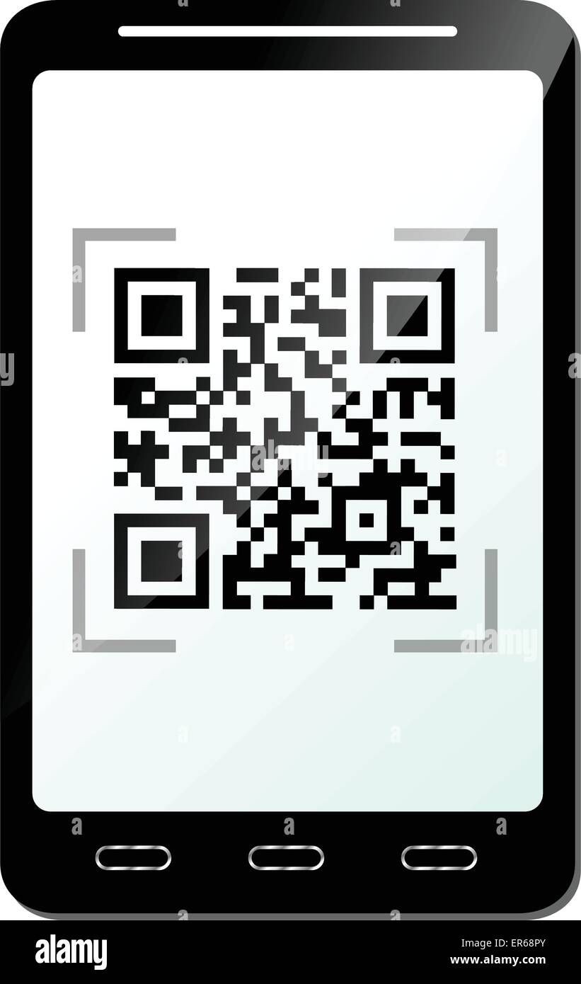 Vektor-Illustration des Telefons mit qr-Code Konzept Stock Vektor