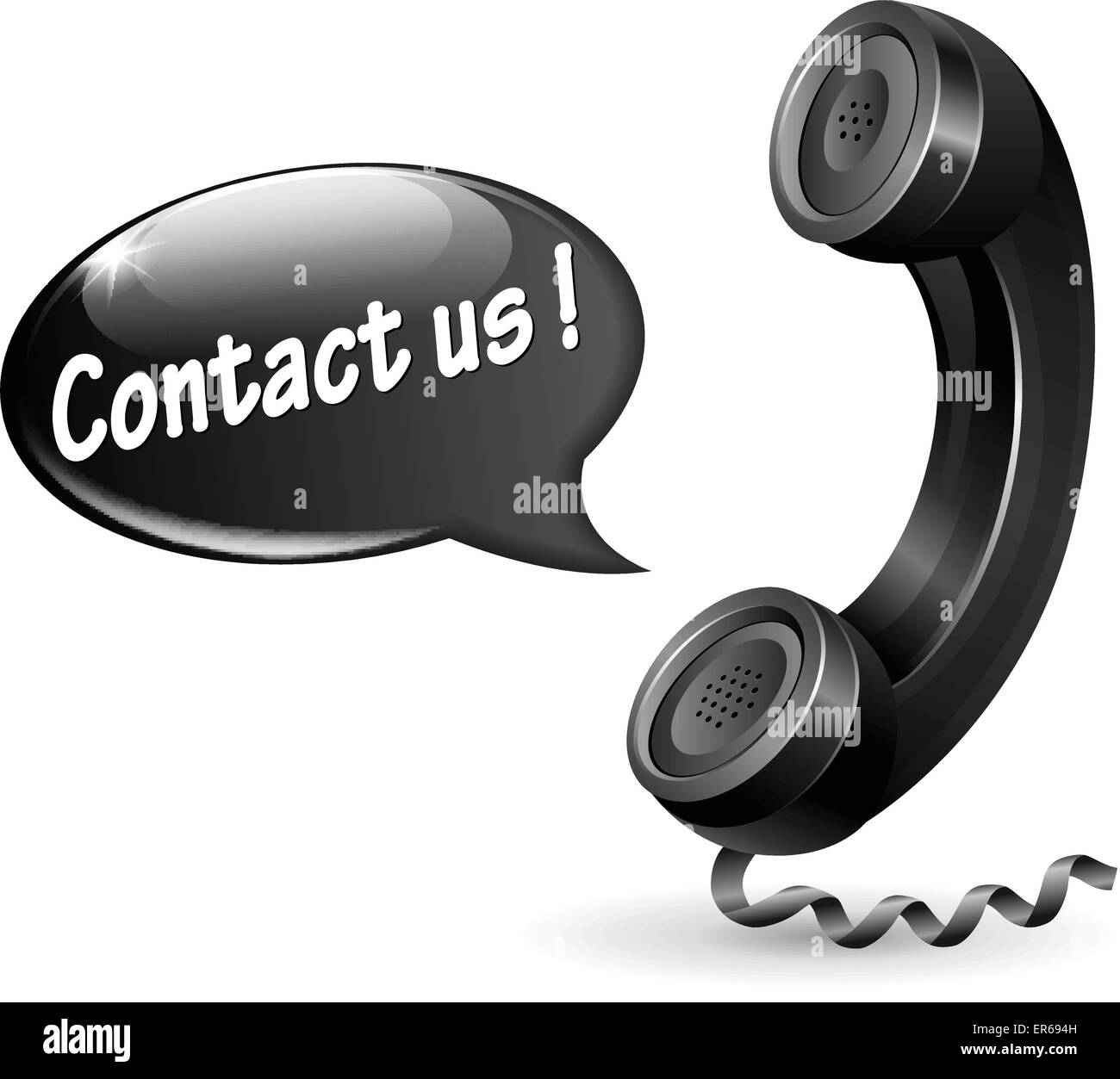 Vektor-Illustration von schwarz Telefon mit Sprechblase für kontaktieren Sie uns Stock Vektor