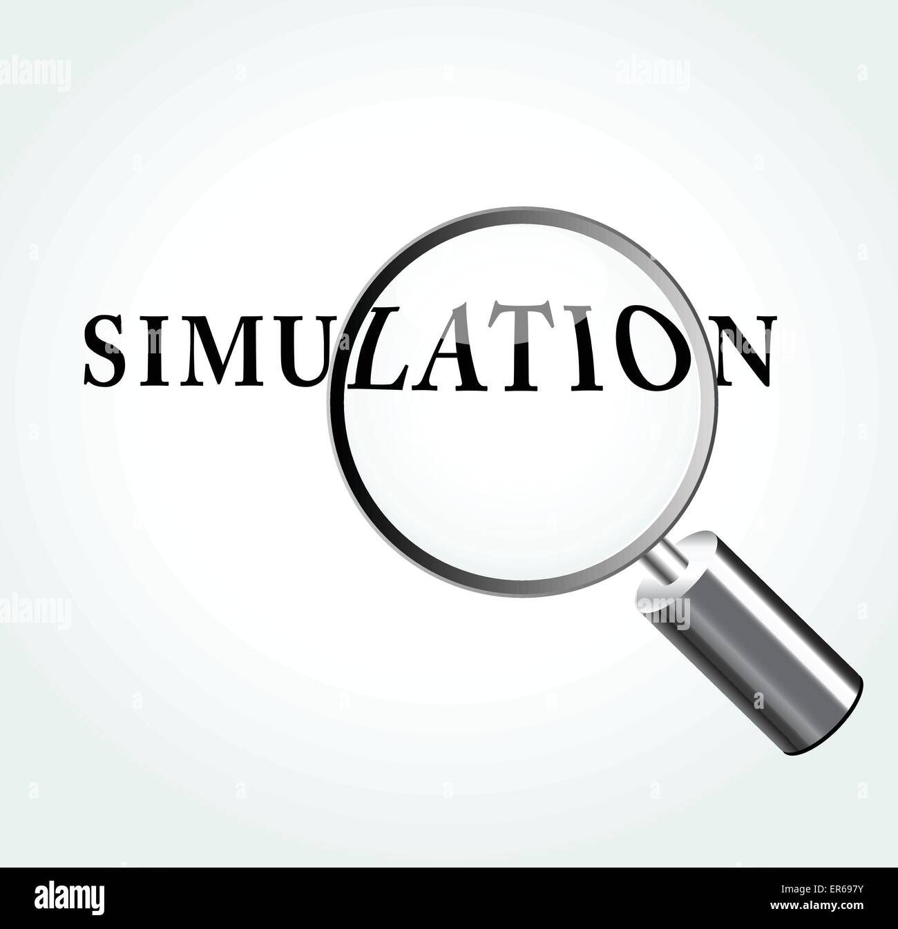 Vektor-Illustration der Simulation abstraktes Konzept mit Lupe Stock Vektor