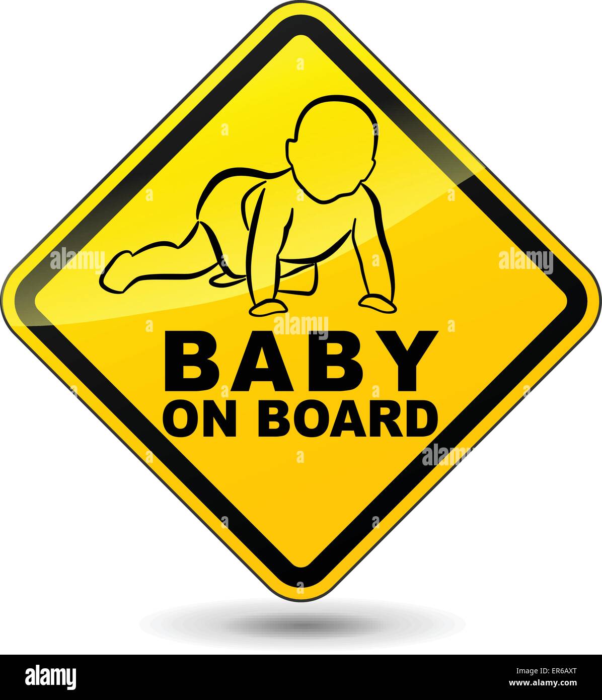 Vektor-Illustration von gelben Baby an Bord Zeichen Stock Vektor