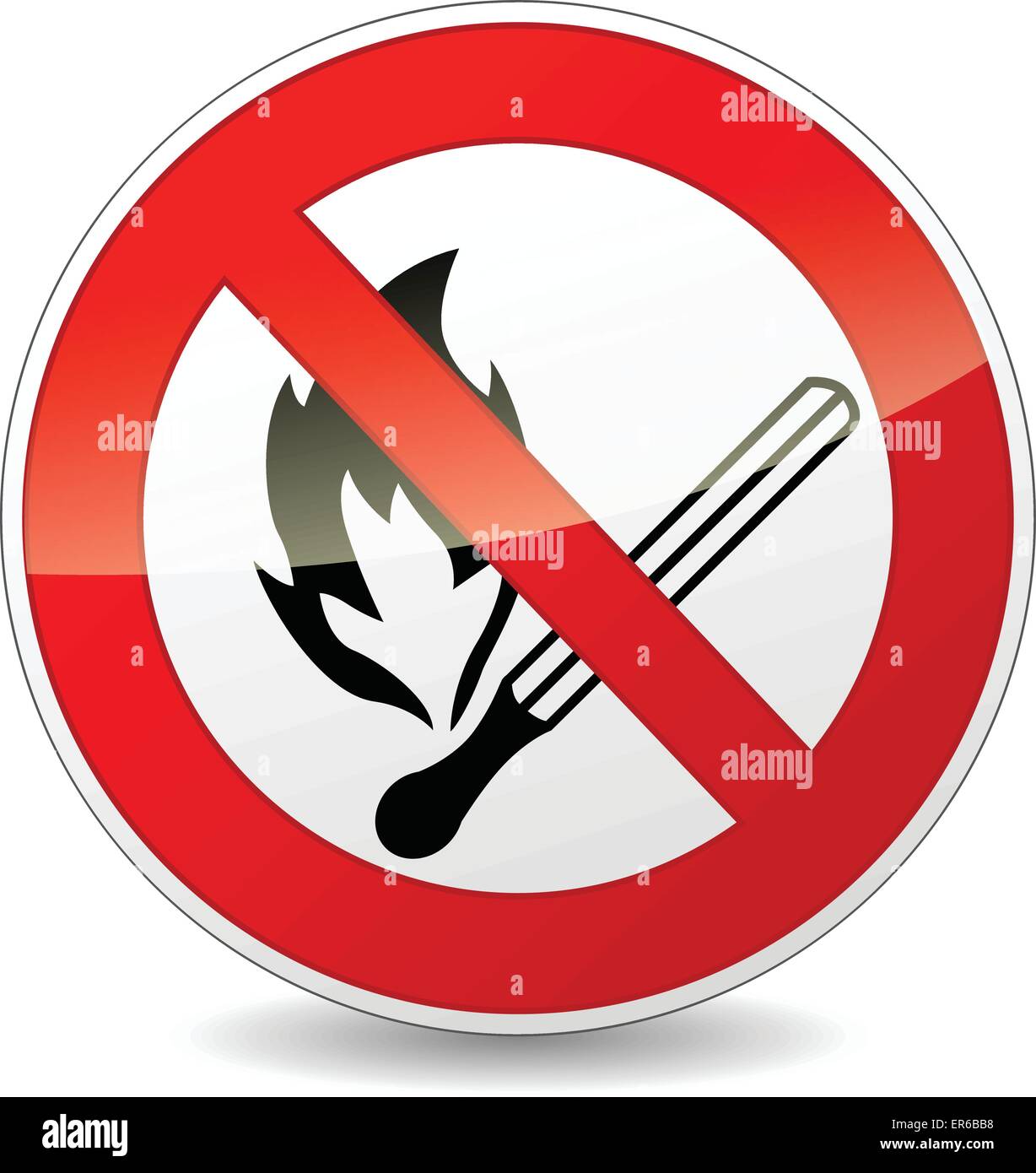 Vektor-Illustration keine Flamme roten und weißen Schild Stock Vektor