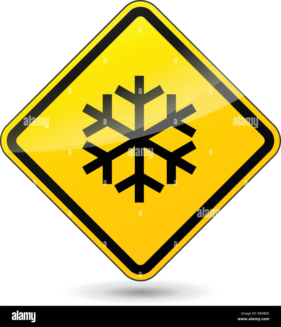 Vektor-Illustration des Eises gelbe Zeichen auf weißem Hintergrund Stock Vektor