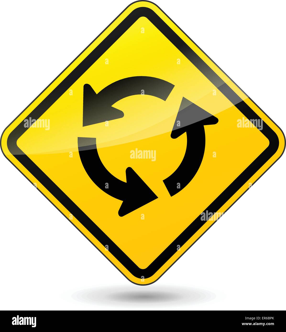 Vektor-Illustration der Kreisverkehr gelbe Zeichen auf weißem Hintergrund Stock Vektor