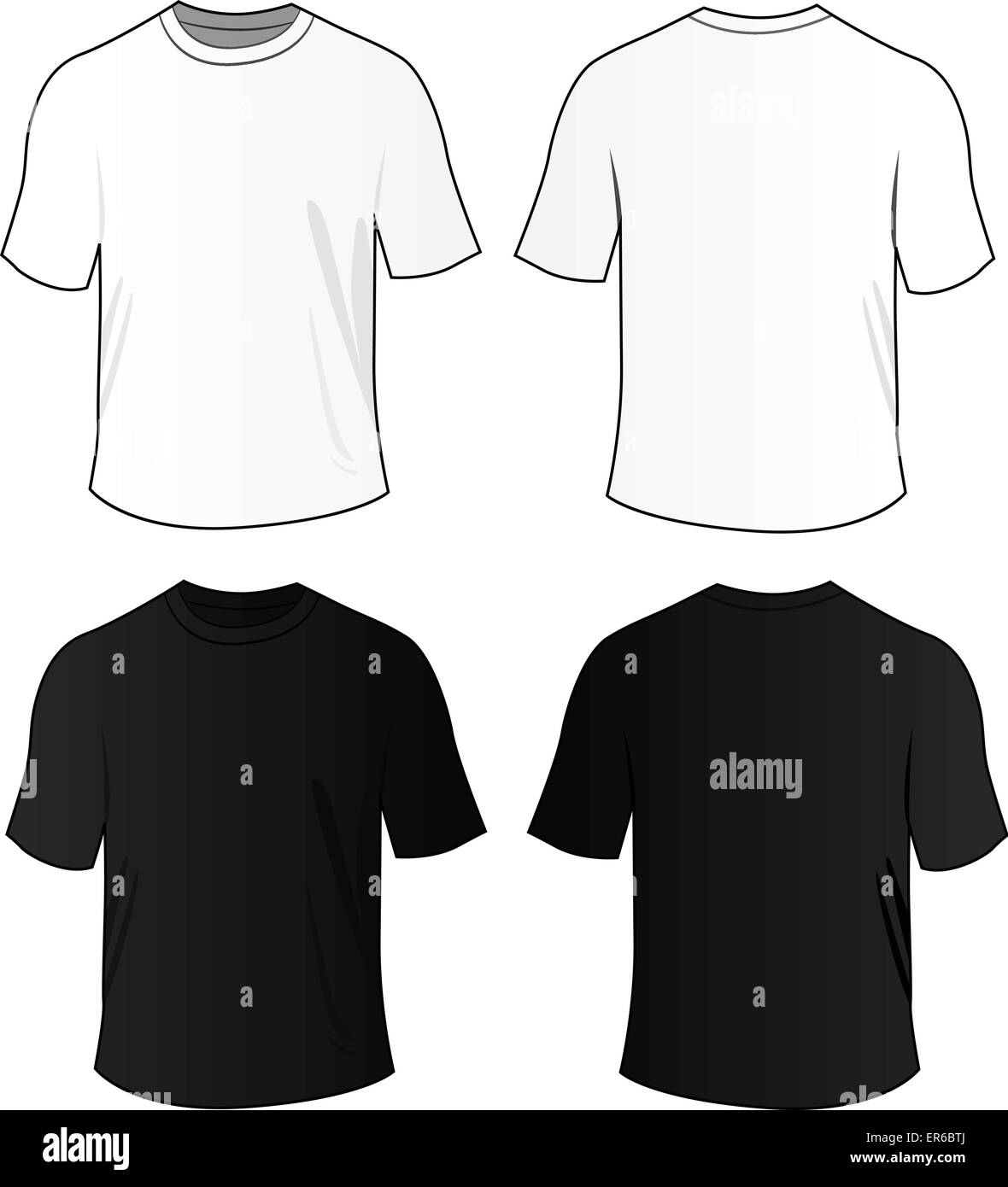 Vektor-Illustration von schwarzen und weißen leeren t-shirts Stock Vektor