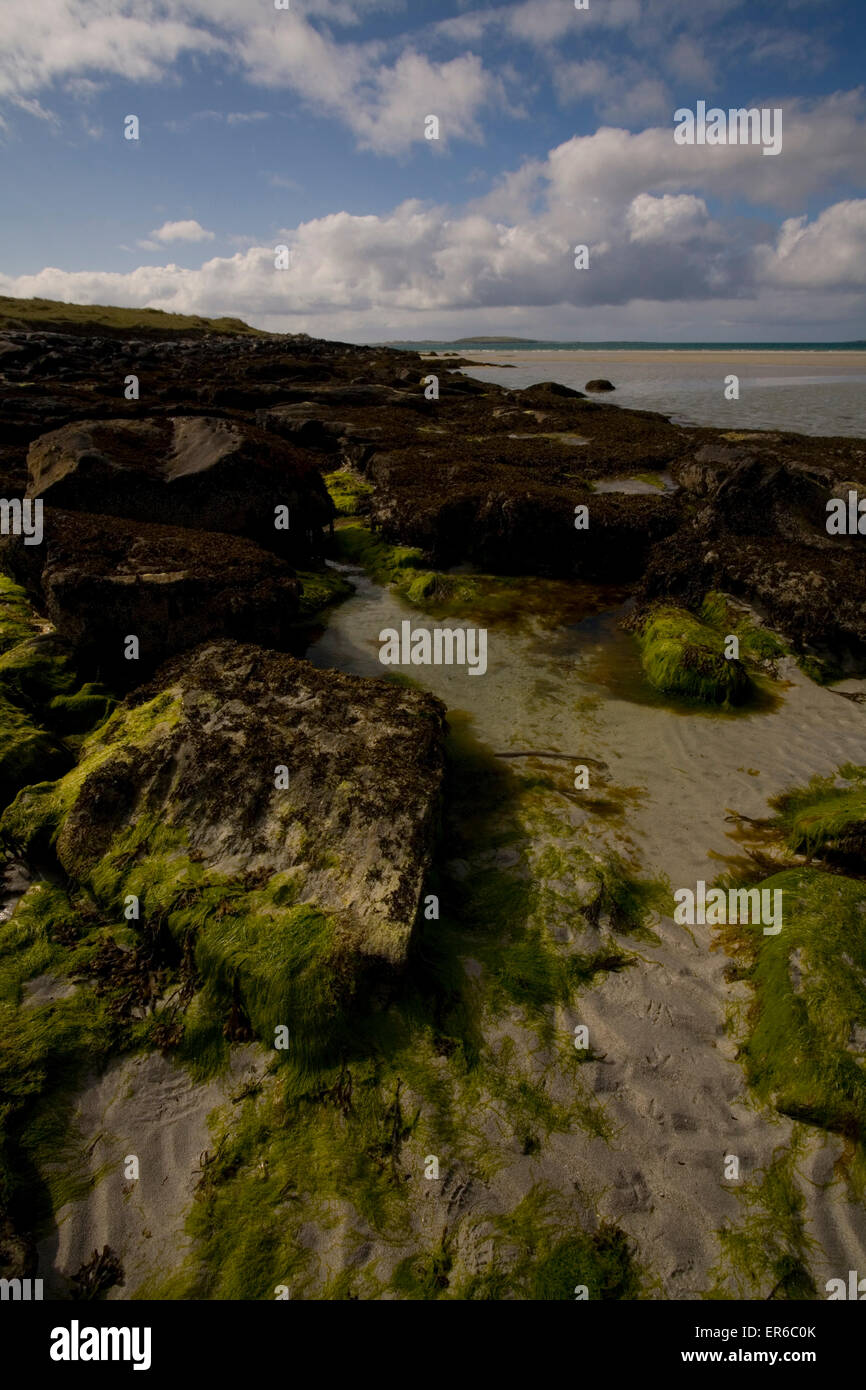 Atlantischen Ozean wie gesehen von RSPB Balranald, North Uist, die Hebriden, Schottland Stockfoto