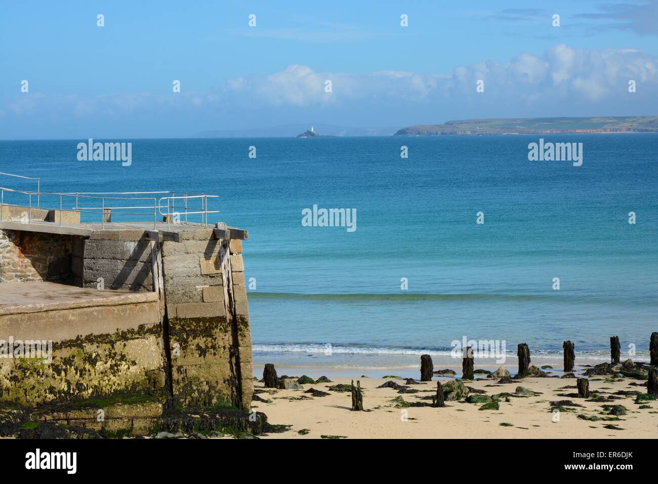 Strand und Bucht in St. Ives, Cornwall, England. Stockfoto