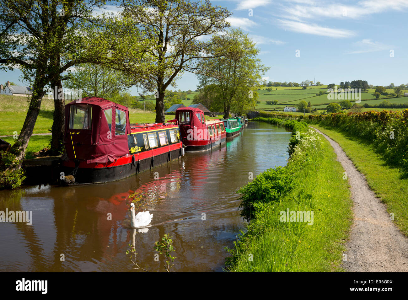 Monmouthshire und Brecon Canal, Pencelli, Brecon Beacons National Park, Powys; Wales, Vereinigtes Königreich, Europa Stockfoto
