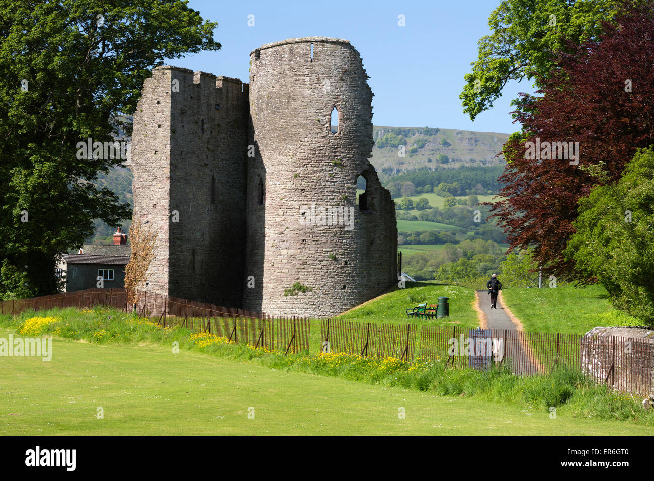 Ruinen der Burg Crickhowell, Crickhowell, Powys, Wales, Vereinigtes Königreich, Europa Stockfoto