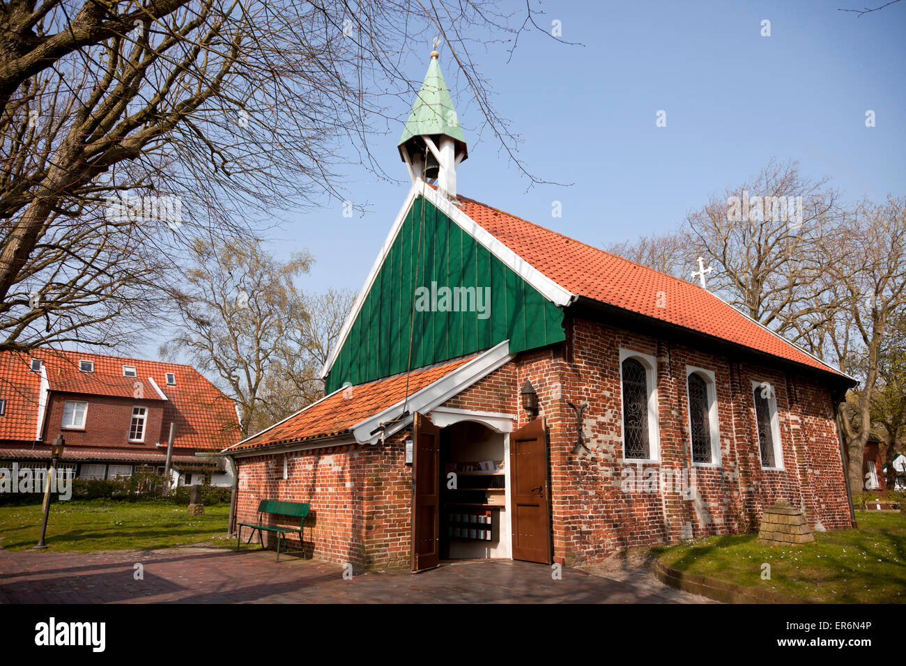 die evangelische alte Insel Kirche, Osten Ostfriesischen Insel Spiekeroog, Niedersachsen, Deutschland Stockfoto