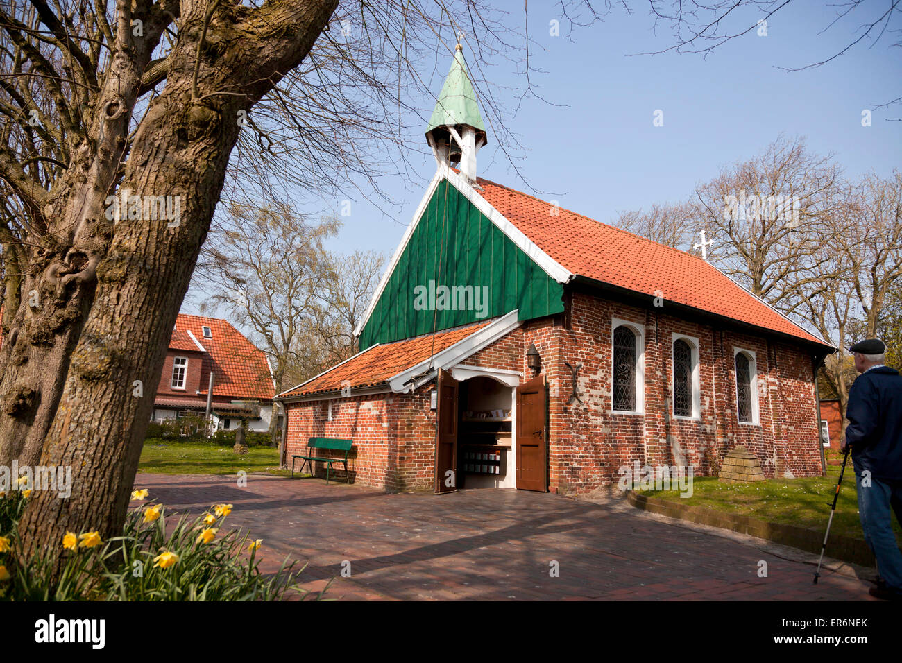 die evangelische alte Insel Kirche, Osten Ostfriesischen Insel Spiekeroog, Niedersachsen, Deutschland Stockfoto