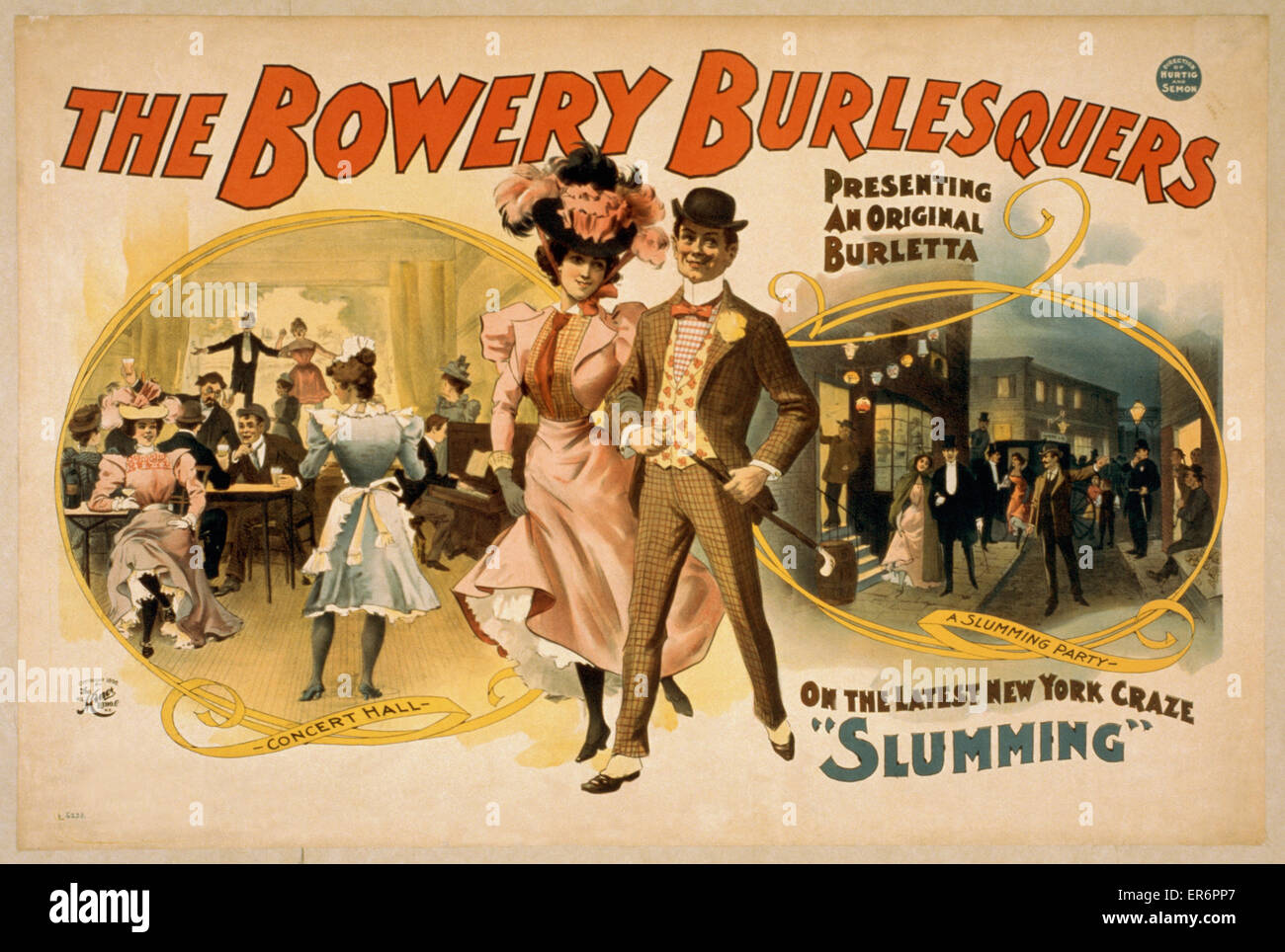 Die Bowery Burlesquers präsentiert eine original Burletta auf die neuesten New York craze, Slumming. Datum c1898. Stockfoto