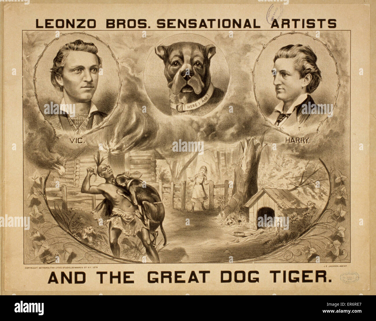 Leonzo Bros. sensationellen Künstlern und der große Hund, Tiger Stockfoto