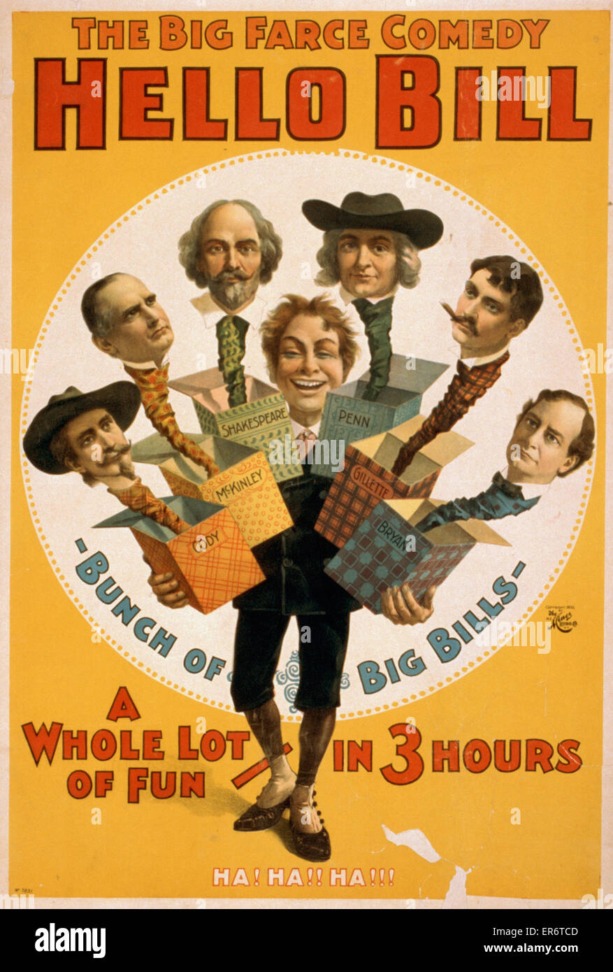 Die große Farce-Komödie, Hello Bill, eine Menge Spaß - in 3 Stunden Stockfoto