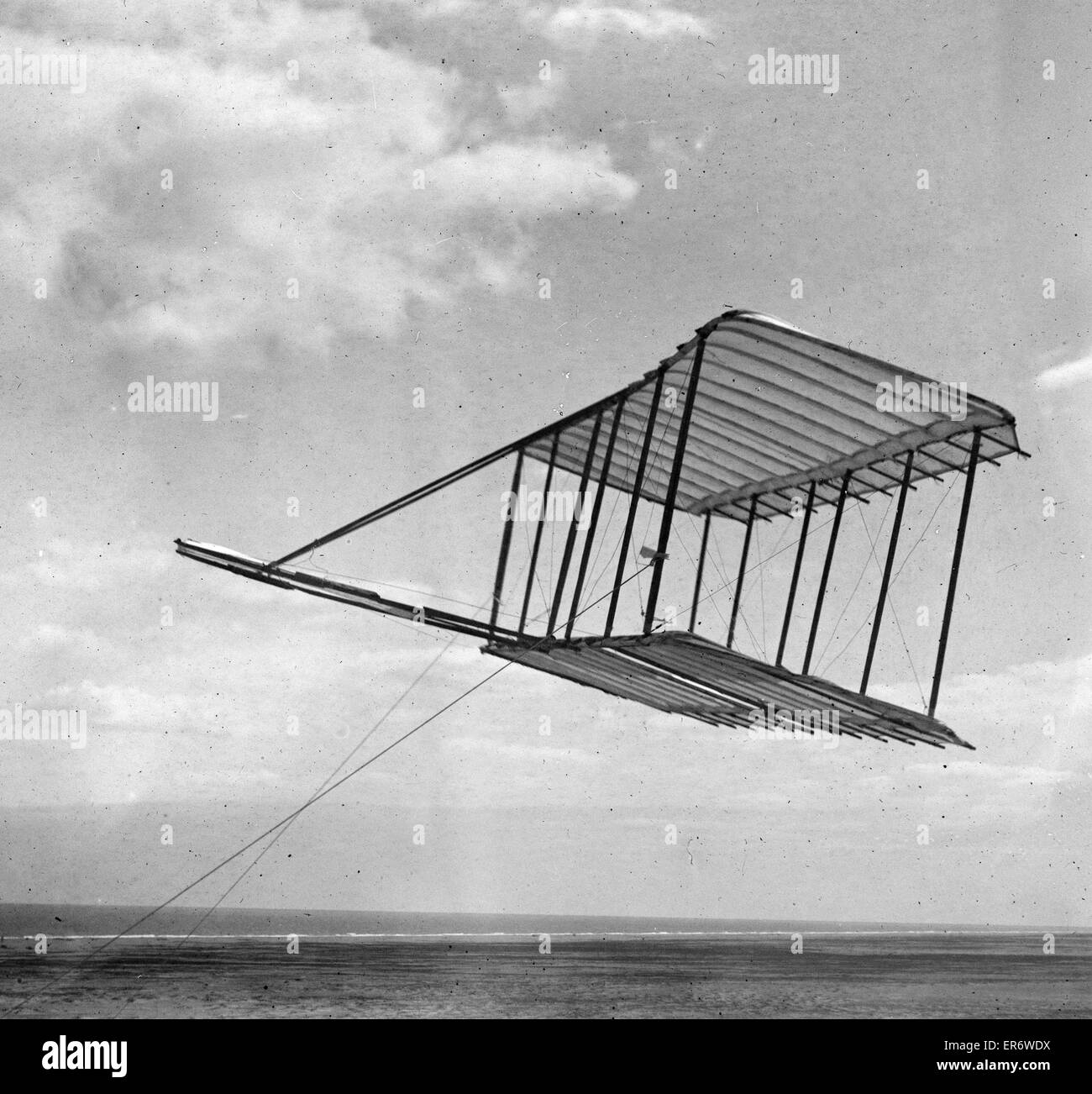 Ansicht von der linken Seite des 1900 Wright Segelflugzeugs vor dem Einbau Stockfoto