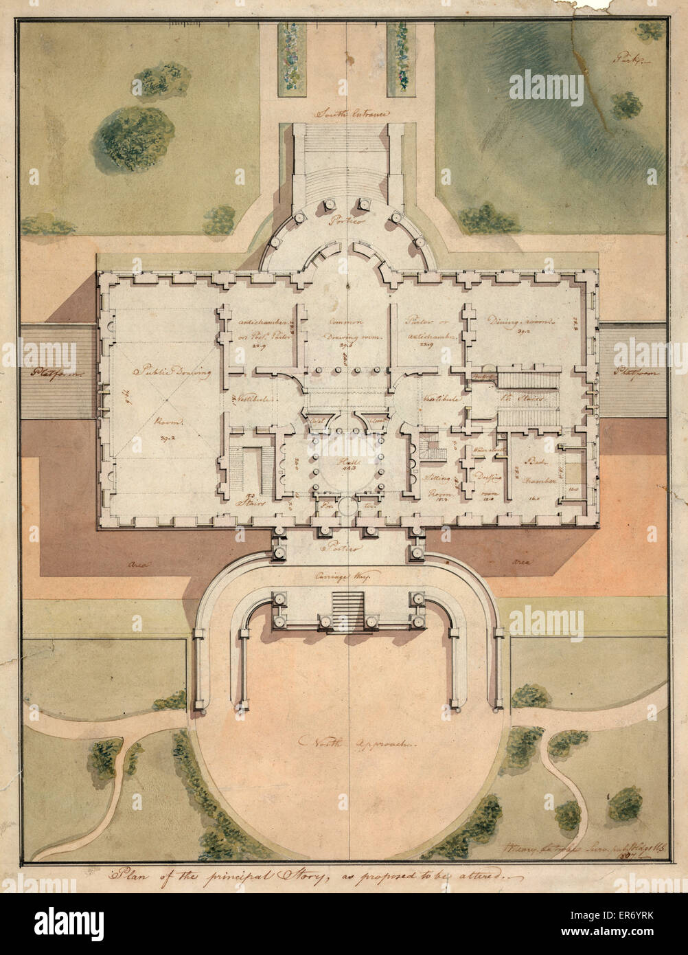 Das weiße Haus (Haus des Präsidenten) Washington, DC Lageplan und wichtigsten Geschichte planen. Datum 1807. Das weiße Haus (Haus des Präsidenten) Washington, DC Lageplan und wichtigsten Geschichte planen. Datum 1807. Stockfoto