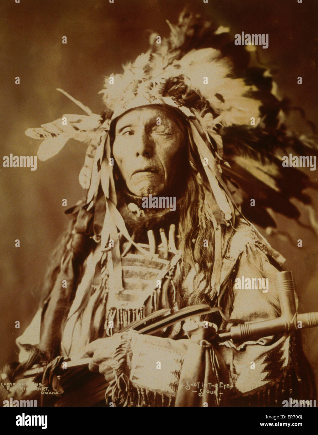 Schuss ins Auge - Sioux, amerikanischer Indianer Stockfoto