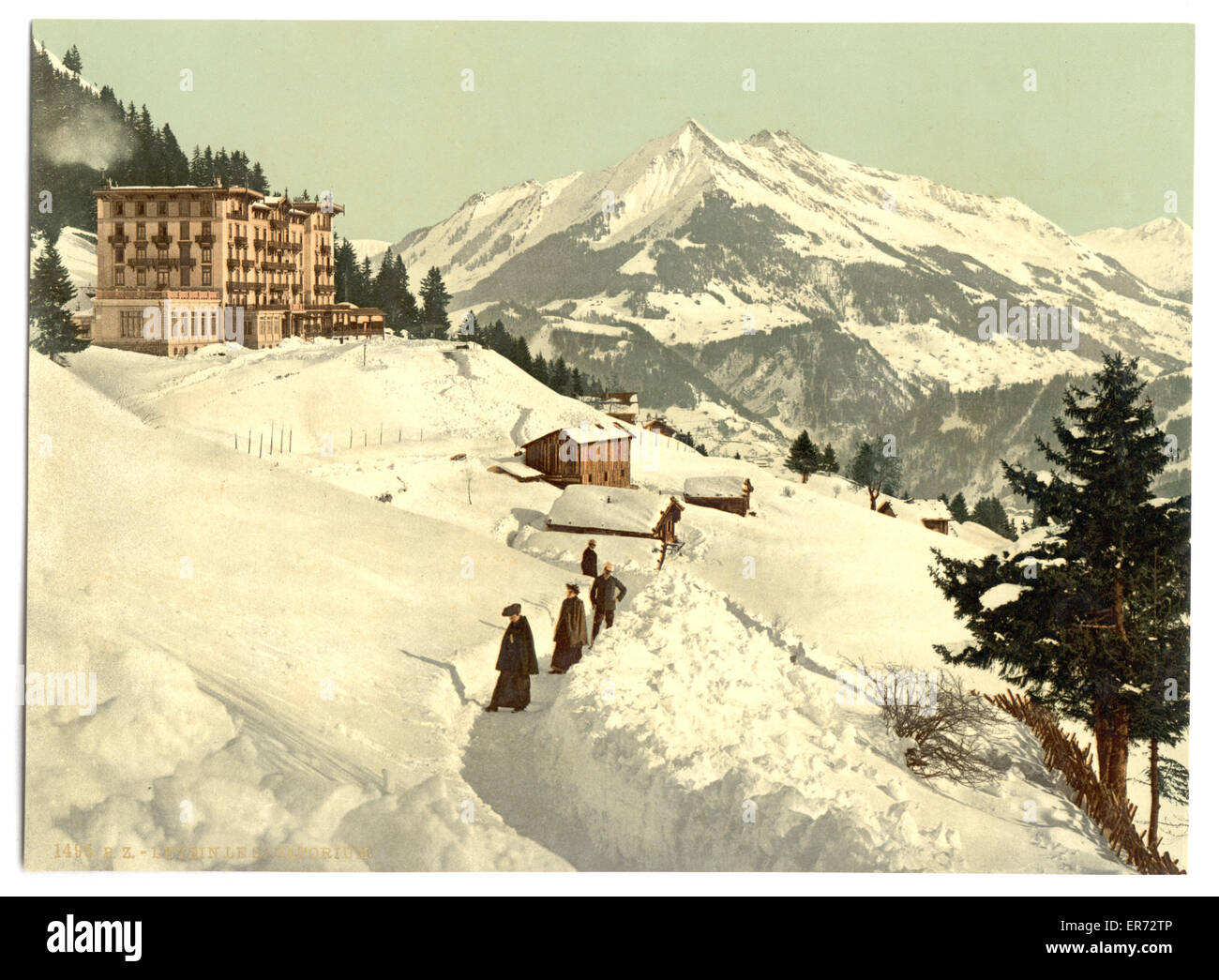 Leysin, das Sanatorium und Chaussy im Winter, NAND, Kanton o Stockfoto