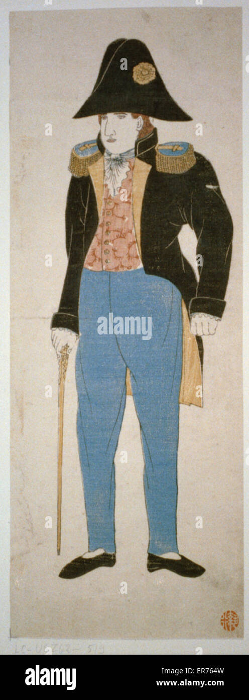 Commodore Perry in Japan. Japanische Print zeigt in voller Länge Portrait von Commander Matthew Perry in Uniform. Datum zwischen 1850 und 1900. Stockfoto