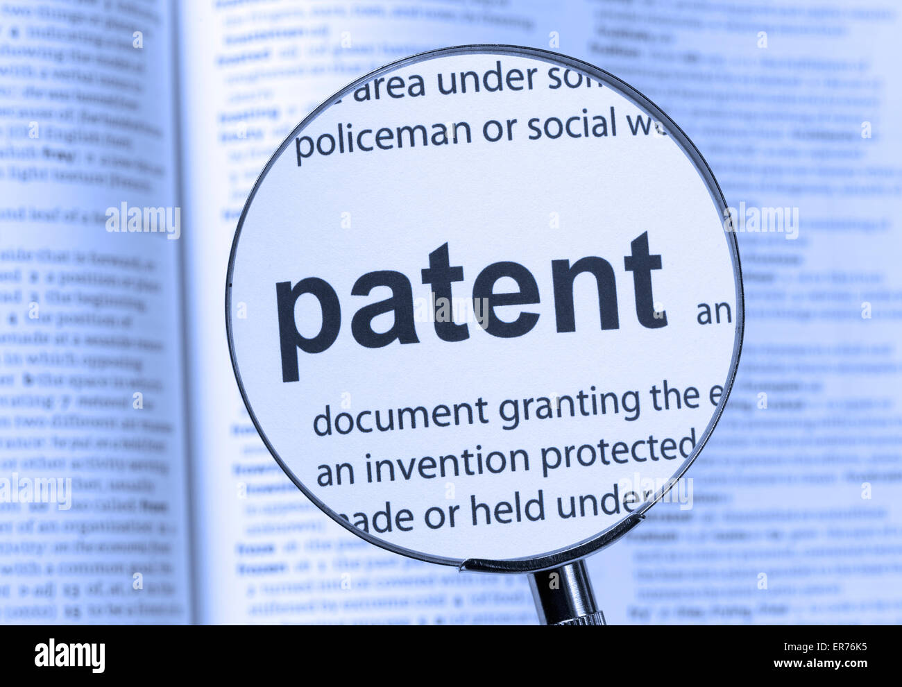 Patent Highlighted in einem Wörterbuch Stockfoto