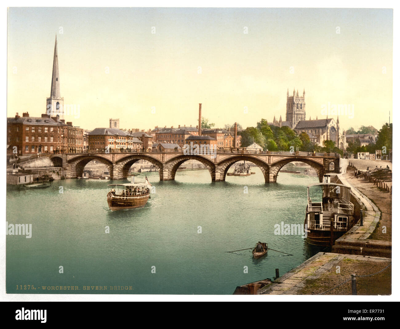 Severn Brücke, Worcester, England. Bis ca. 1890 ca. 1900 bis heute. Stockfoto