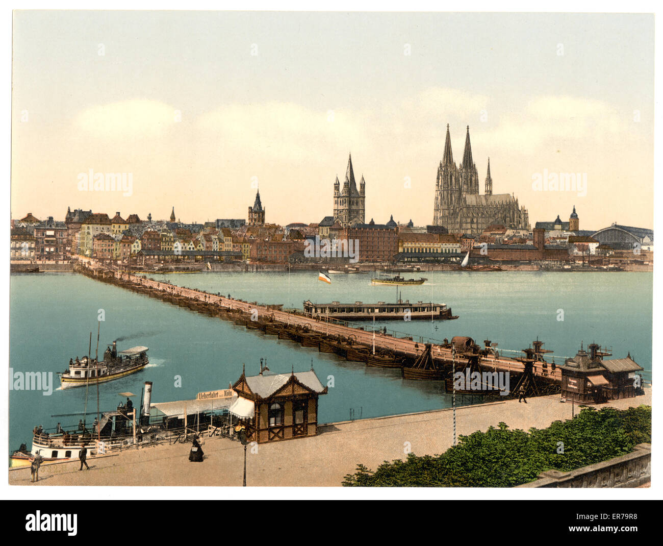 Pontonbrücke aus Deutz, Köln, Rhein, Deutschland Stockfoto