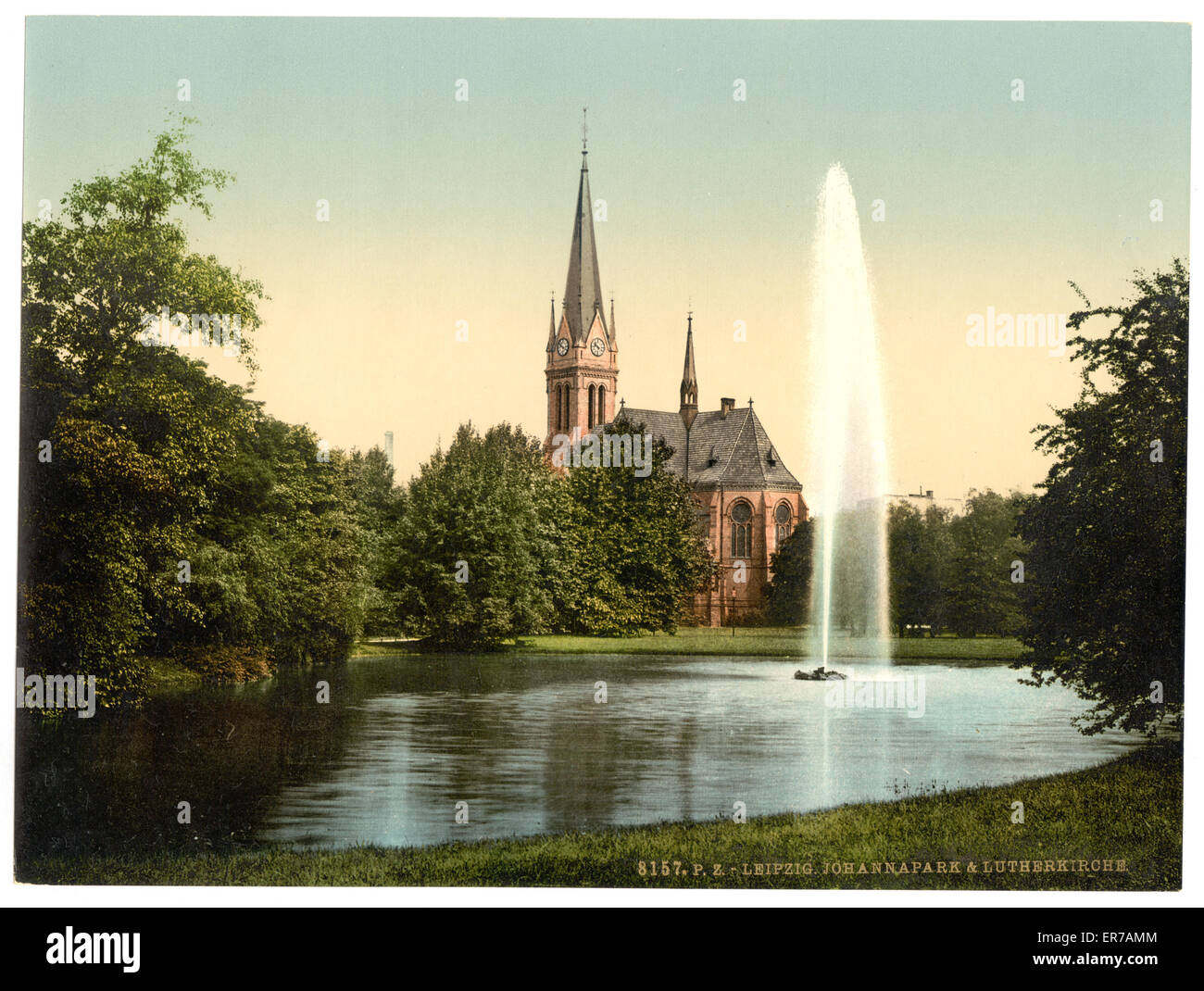 Johanna Park und lutherische Kirche, Leipsig (d. h. Leipzig), S. Stockfoto