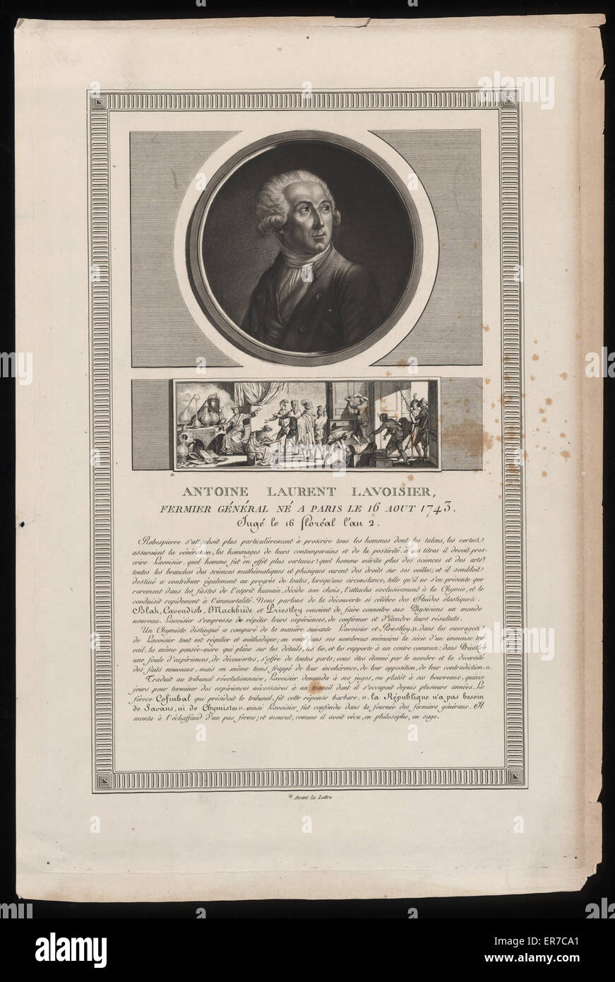 Antoine Laurent Lavoisier, Generalmajor. Ne a Paris le 16 Stockfoto