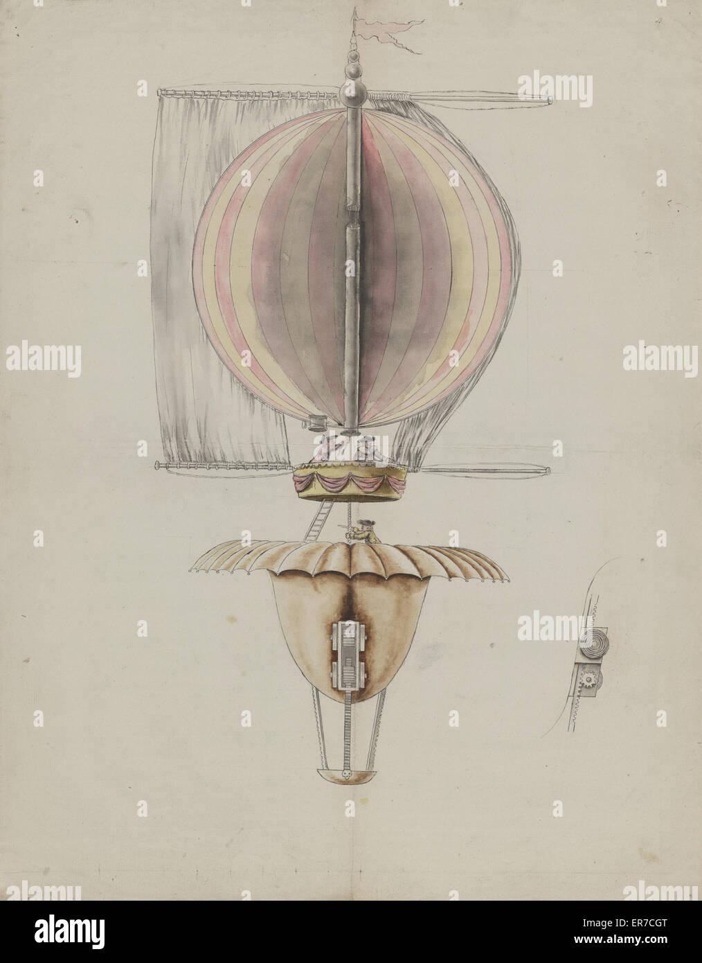 Vorgeschlagene Konstruktion für Ballone, die Segel für den Antrieb verwenden, Stockfoto