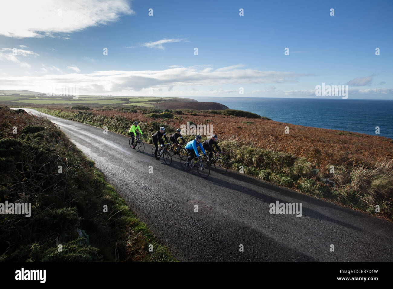 Radfahrer in Cornwall, Herbst - Herbst-England Stockfoto
