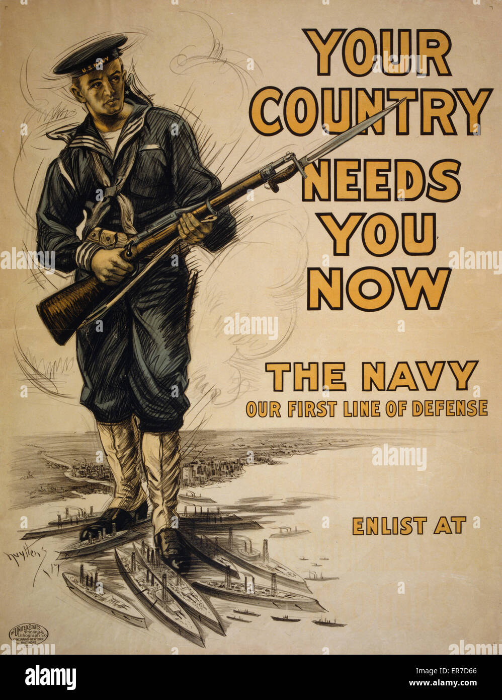 Ihr Land braucht Sie jetzt - die Navy, unsere erste Line of Def Stockfoto