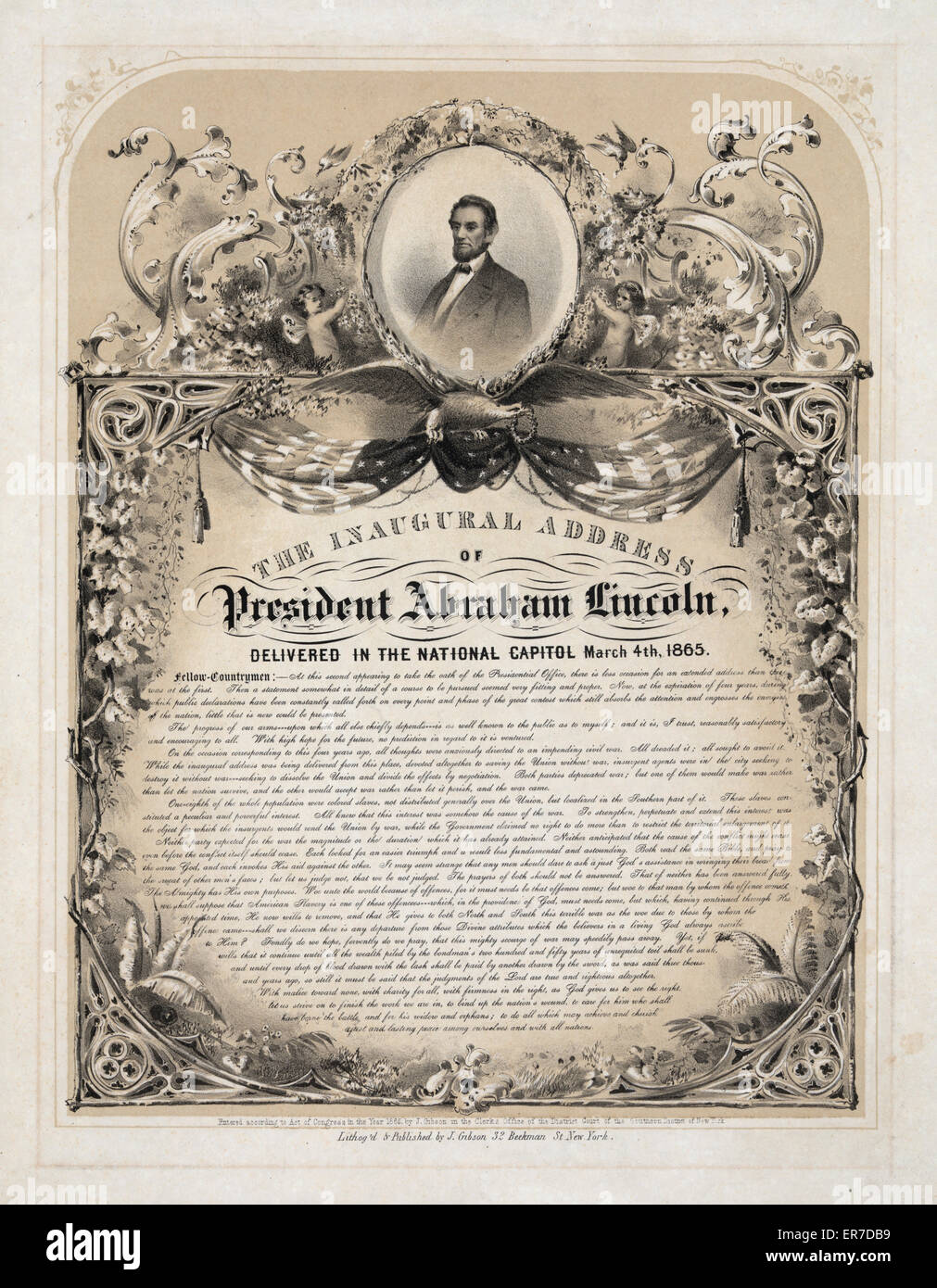 Die Eröffnungsrede von Präsident Abraham Lincoln Stockfoto