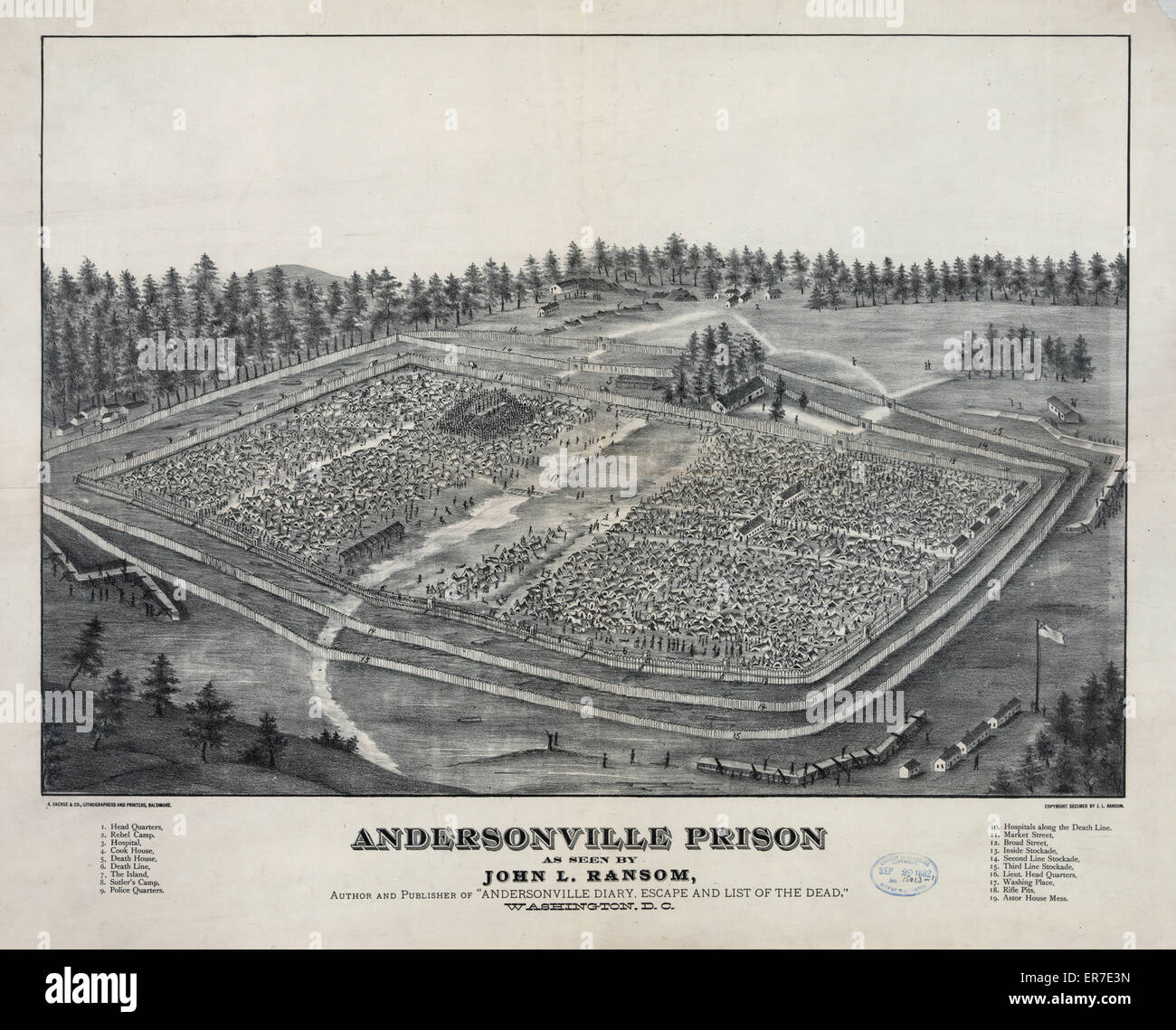 Andersonville-Gefängnis aus Sicht von John L. Ransom, Autor und P. Stockfoto