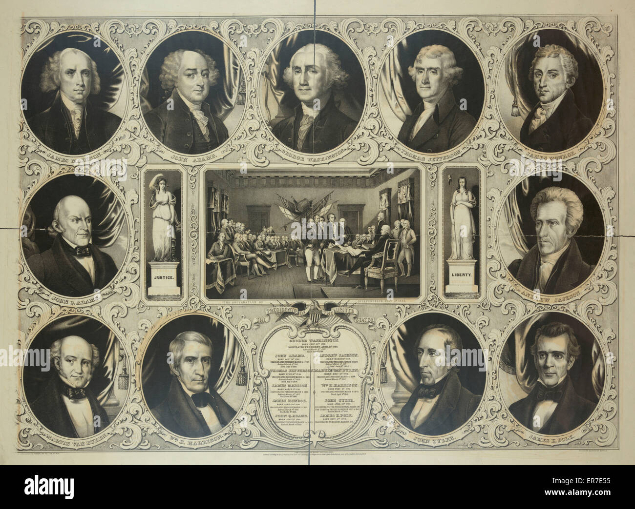 Die Präsidenten der Vereinigten Staaten. Datum c1846 Dez. 19. Stockfoto