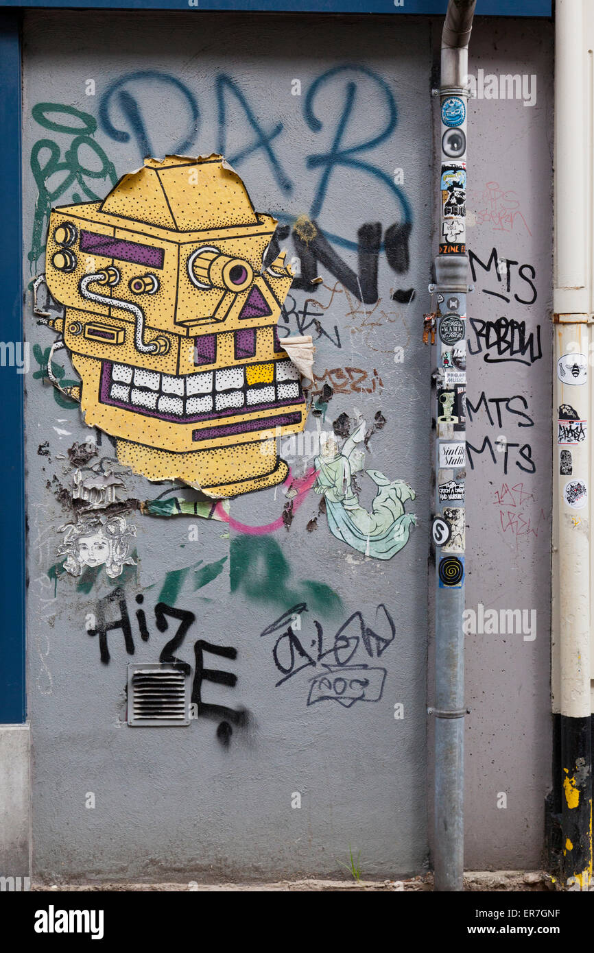 Graffiti an einer Wand in Amsterdam, Niederlande Stockfoto