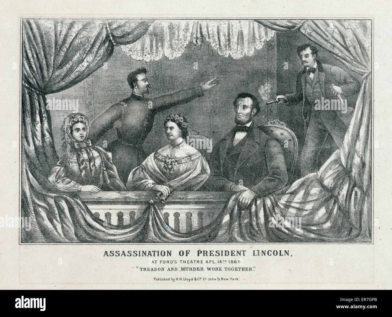 Ermordung von Präsident Lincoln, im Ford's Theatre, APL. Stockfoto