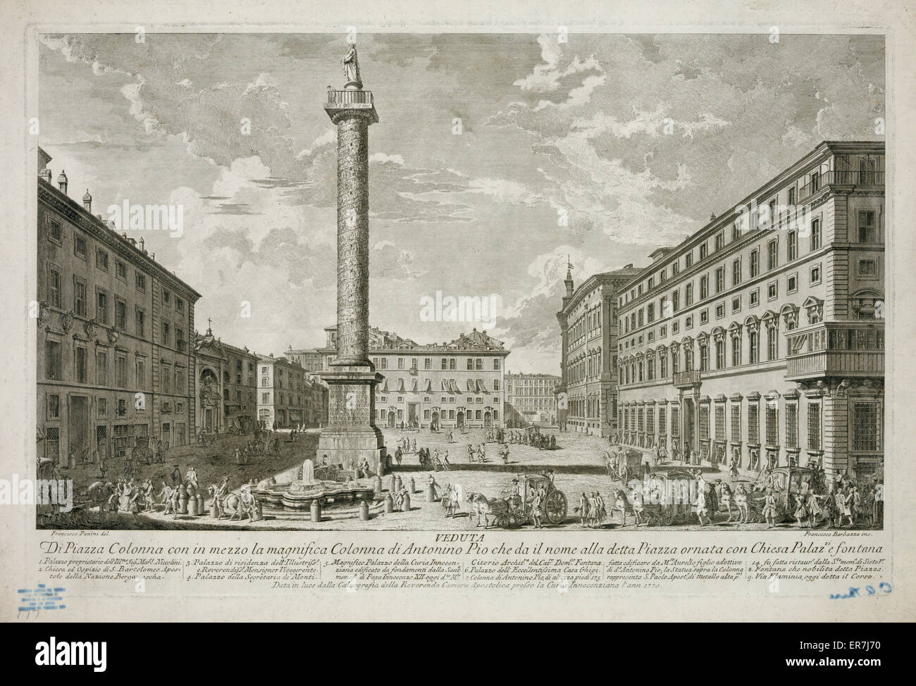 Vedute di Piazza Colonna im Mezzo la Magnifica Colonna di Antonino Pio