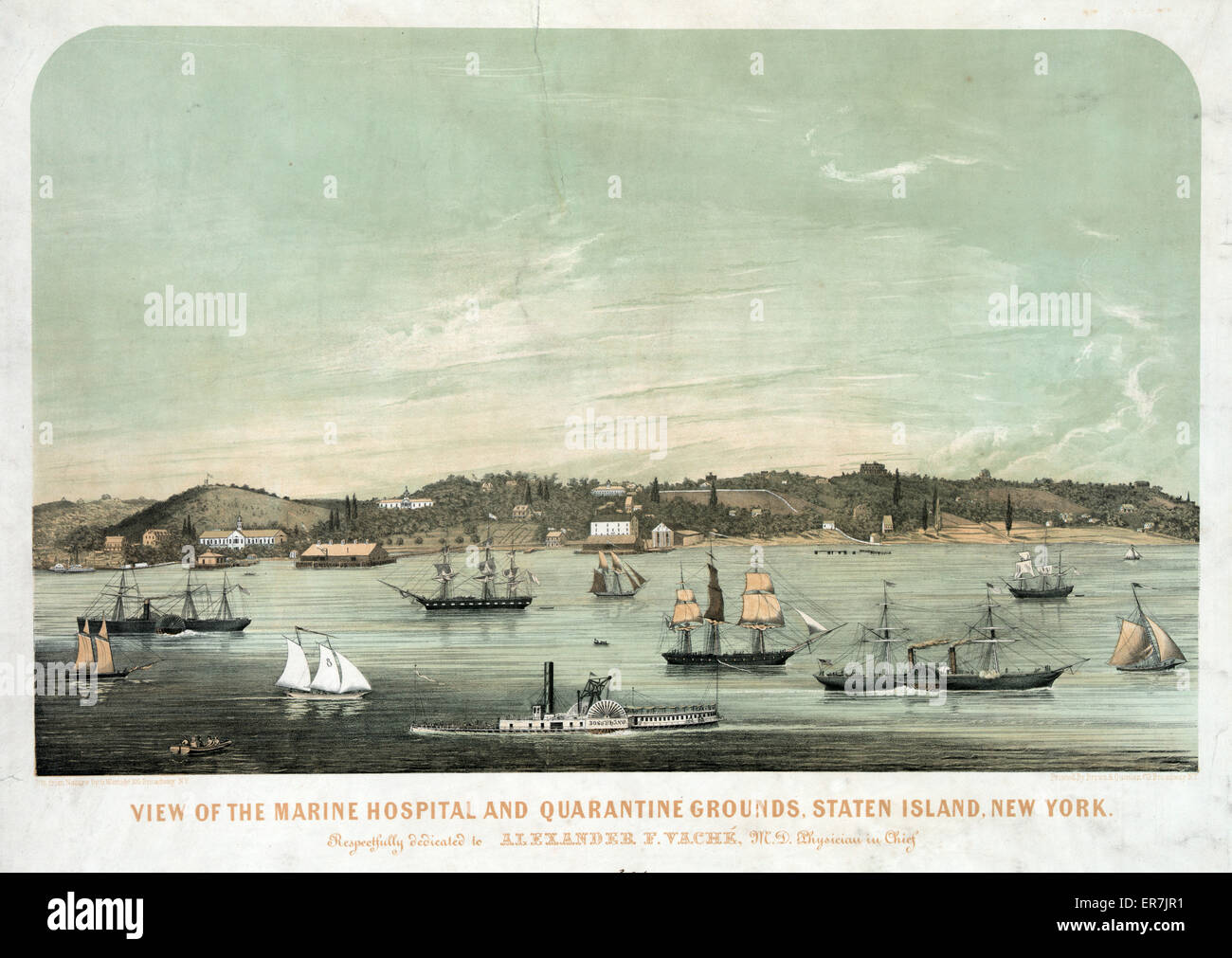 Blick auf den marine Hospital und Quarantäne Garten, Staten Island, New York. Datum c1854 Dez. 19. Stockfoto