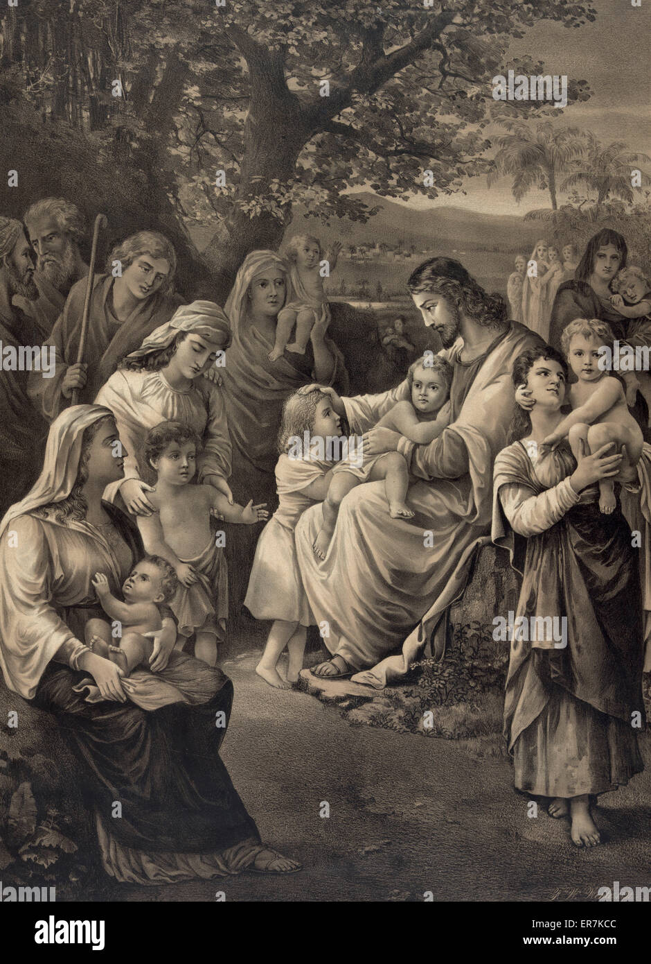 Jesus segnet die Kinder Stockfoto