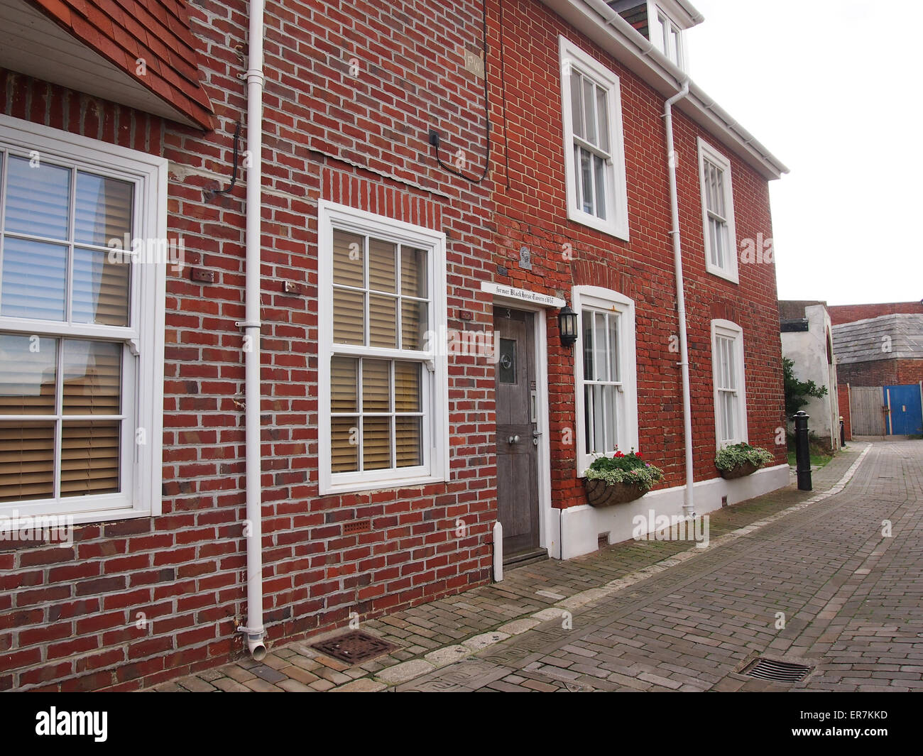 Turm-Straße in Old Portsmouth, Gelände des ehemaligen Black Horse Tavern Stockfoto