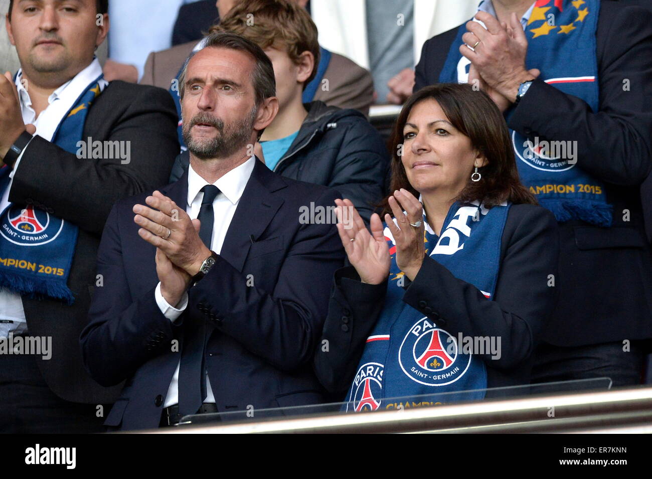 Jean Claude Blanc/Anne Hidalgo - 23.05.2015 - PSG/Reims - 38eme Journee de Ligue 1. Foto: Andre Ferreira/Icon Sport Stockfoto