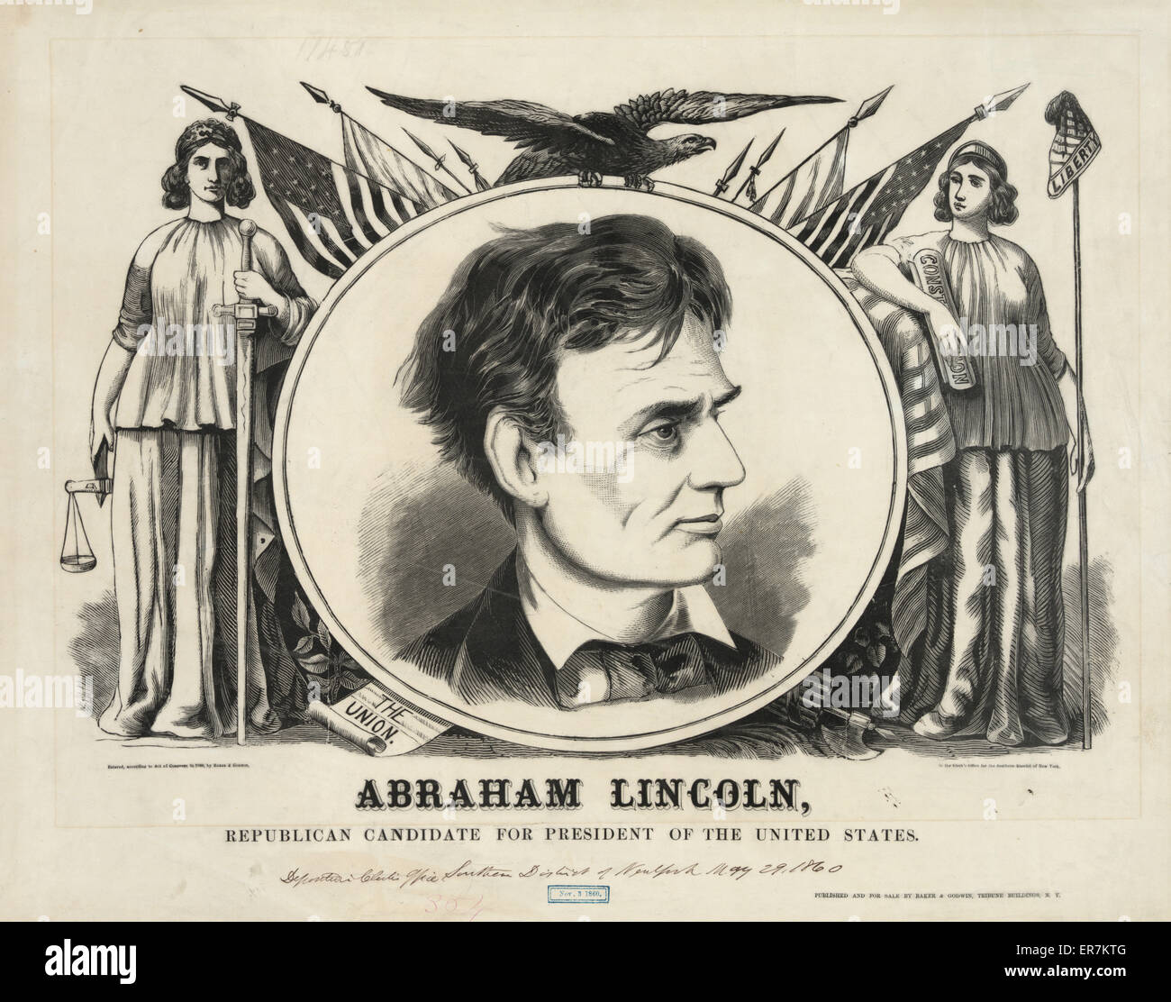 Abraham Lincoln, republikanischer Kandidat für das Amt des US-Präsidenten Stockfoto