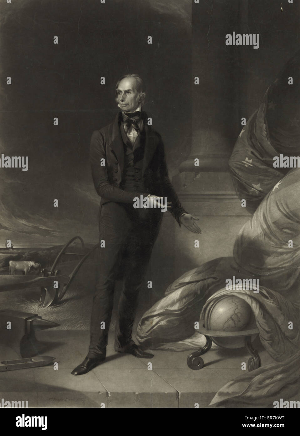 Henry Clay. Eine formale Kampagne Porträt des Whig Präsidentschaftskandidaten Henry Clay, nach dem Gemälde von John Neagle Geschehenzu Ashland, Clays Anwesen in Kentucky. Wie dieses Druckes der Legende heißt es, die ursprüngliche Reihenfolge der Philadelphia Whigs gemalt wurde und Stockfoto
