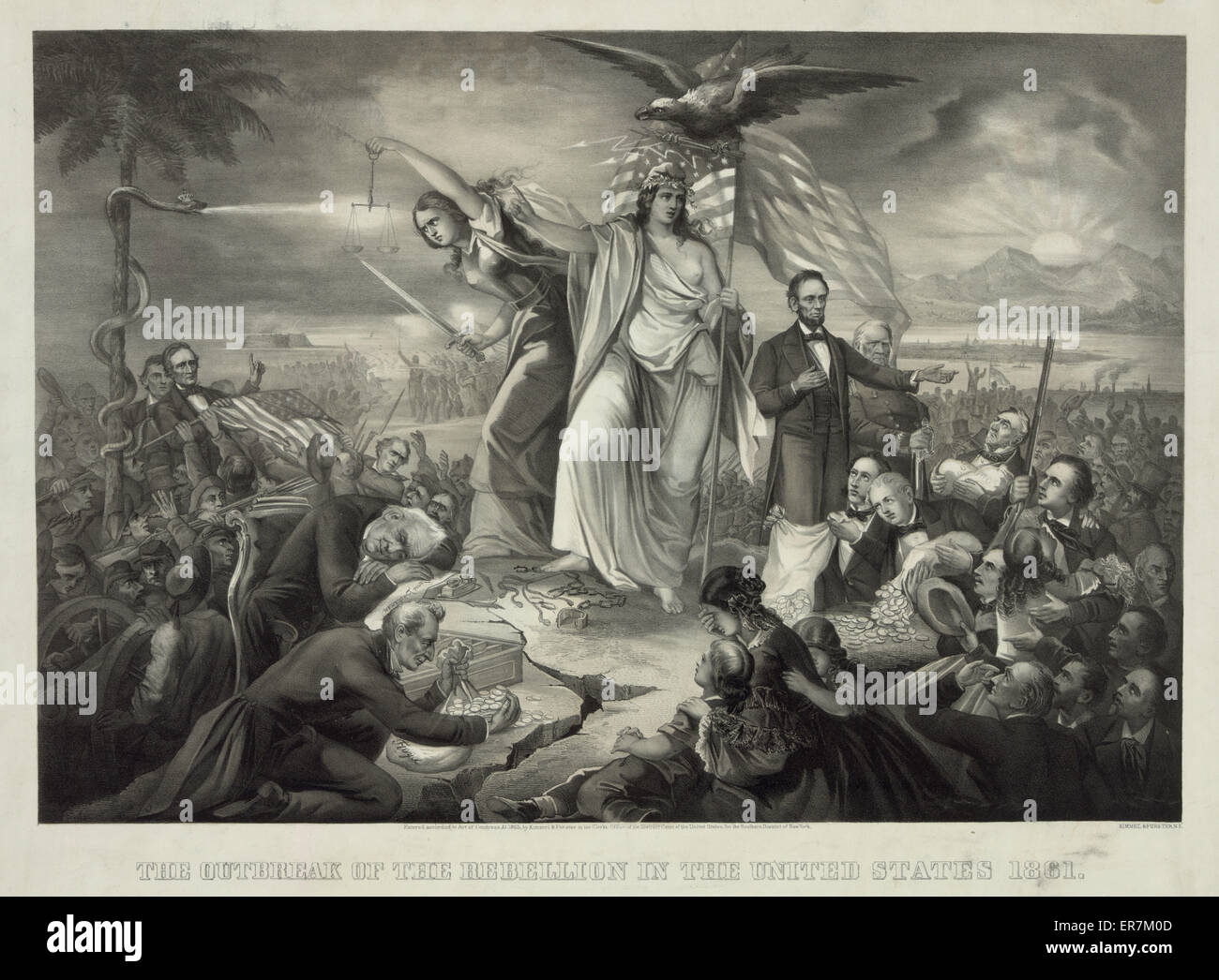 Der Ausbruch der Rebellion in den Vereinigten Staaten 1861 Stockfoto