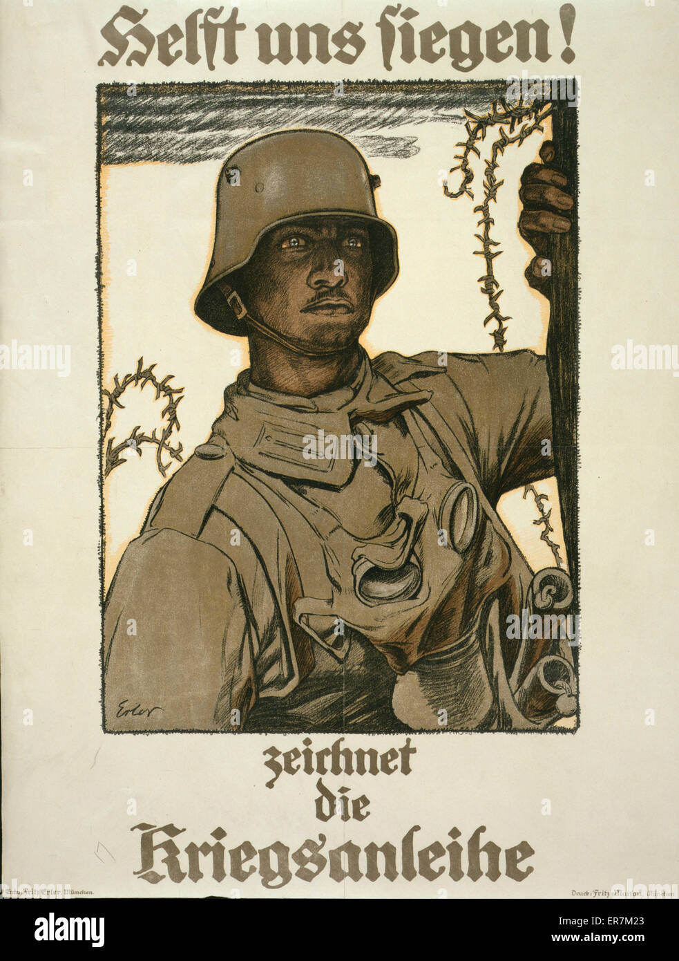 Helft uns siegen! The cribe the Kriegsanleihe Stockfoto