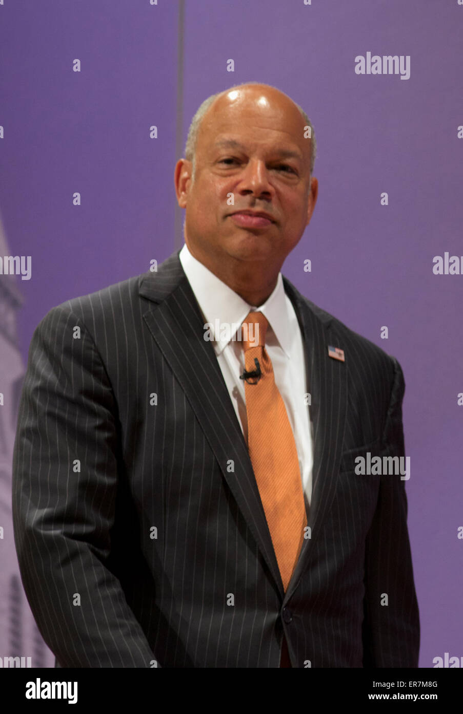 Manhattan, Kansas. USa, 27. Mai 2015 Sekretär des Department of Homeland Security, The Honorable Jeh Johnson in der Kansas State University liefert seine "Landon" der Studentenschaft Vortrag. Stockfoto