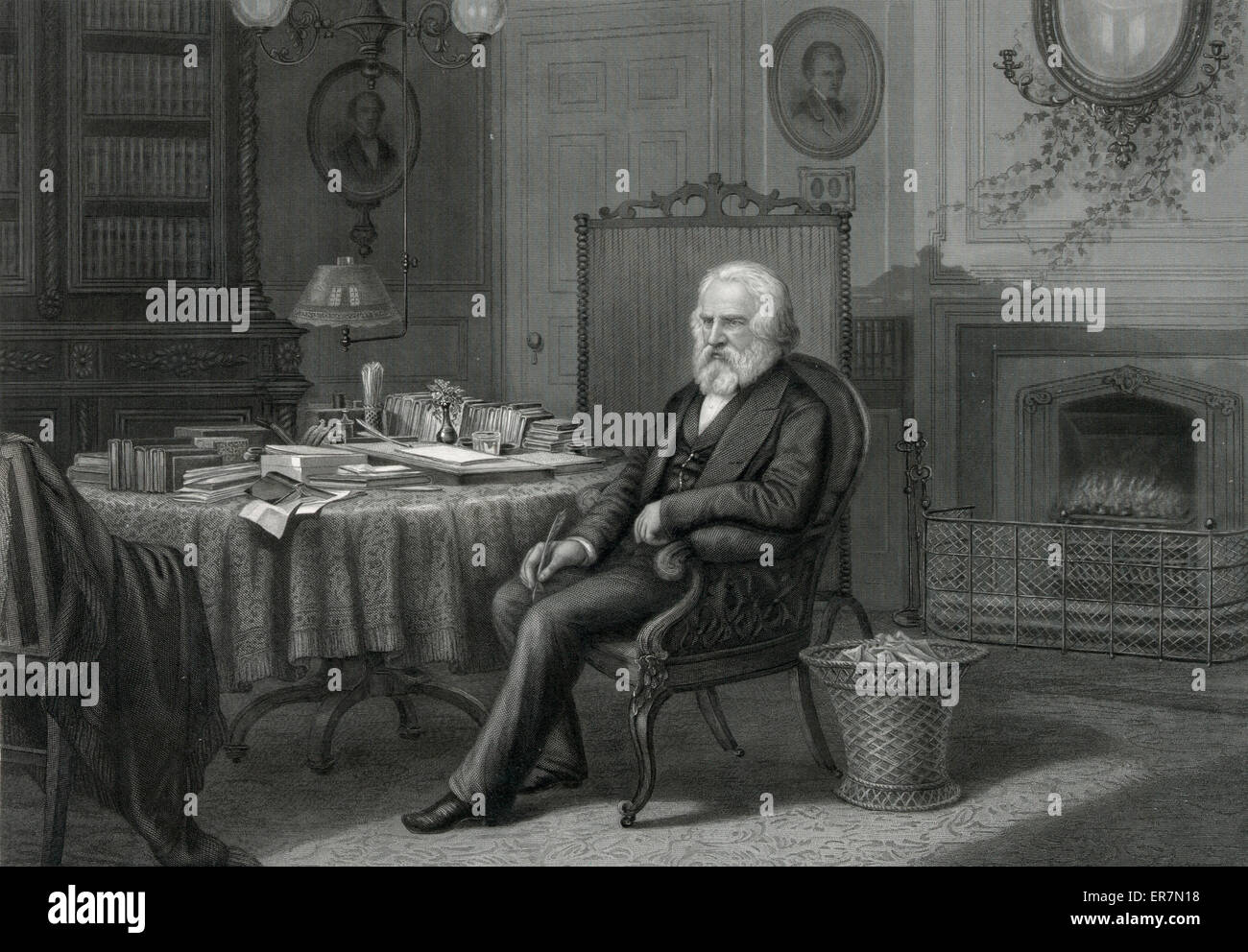 Longfellow in seinem Arbeitszimmer Stockfoto