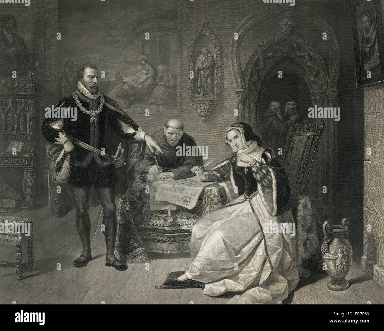 Die Unterzeichnung des den Exekutionsbefehl von Lady Jane Grey Stockfoto