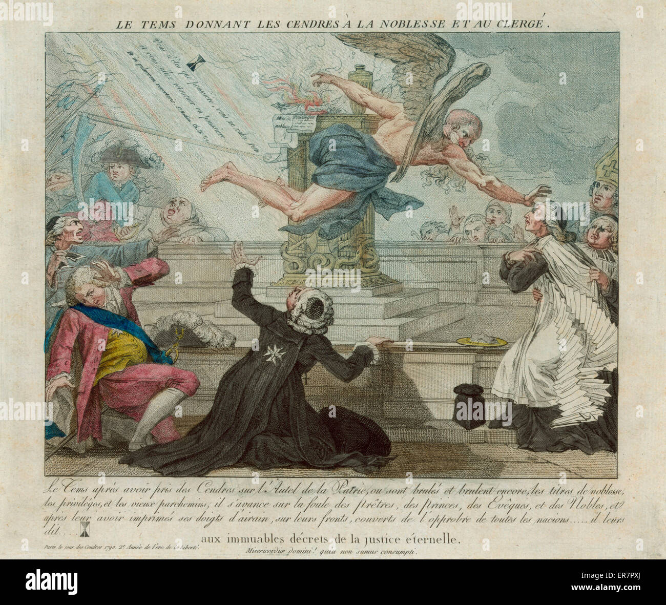 Le tems donnant les cendres e la noblesse et au clerge Stockfoto