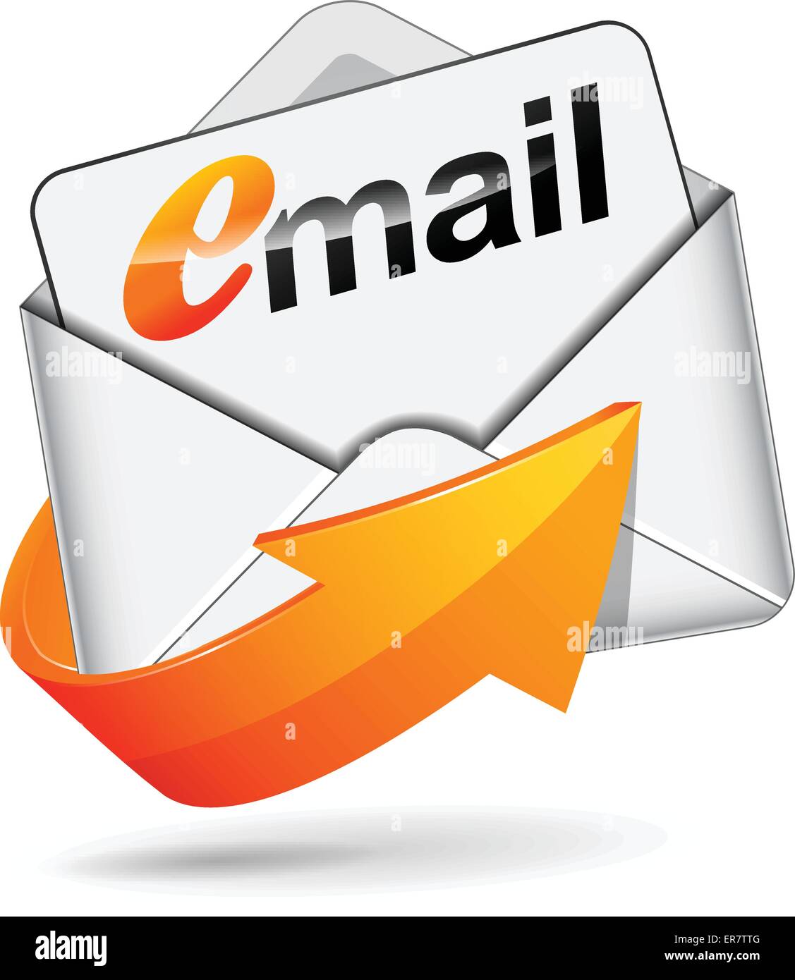 Vektor-Illustration von e-Mail-Briefumschlag-Symbol mit oranger Pfeil Stock Vektor